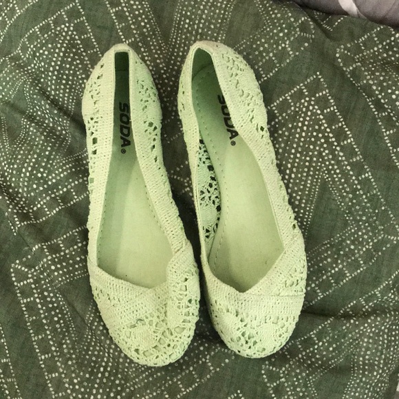 Soda Shoes Soda Mint Green Crochet Flats Poshmark